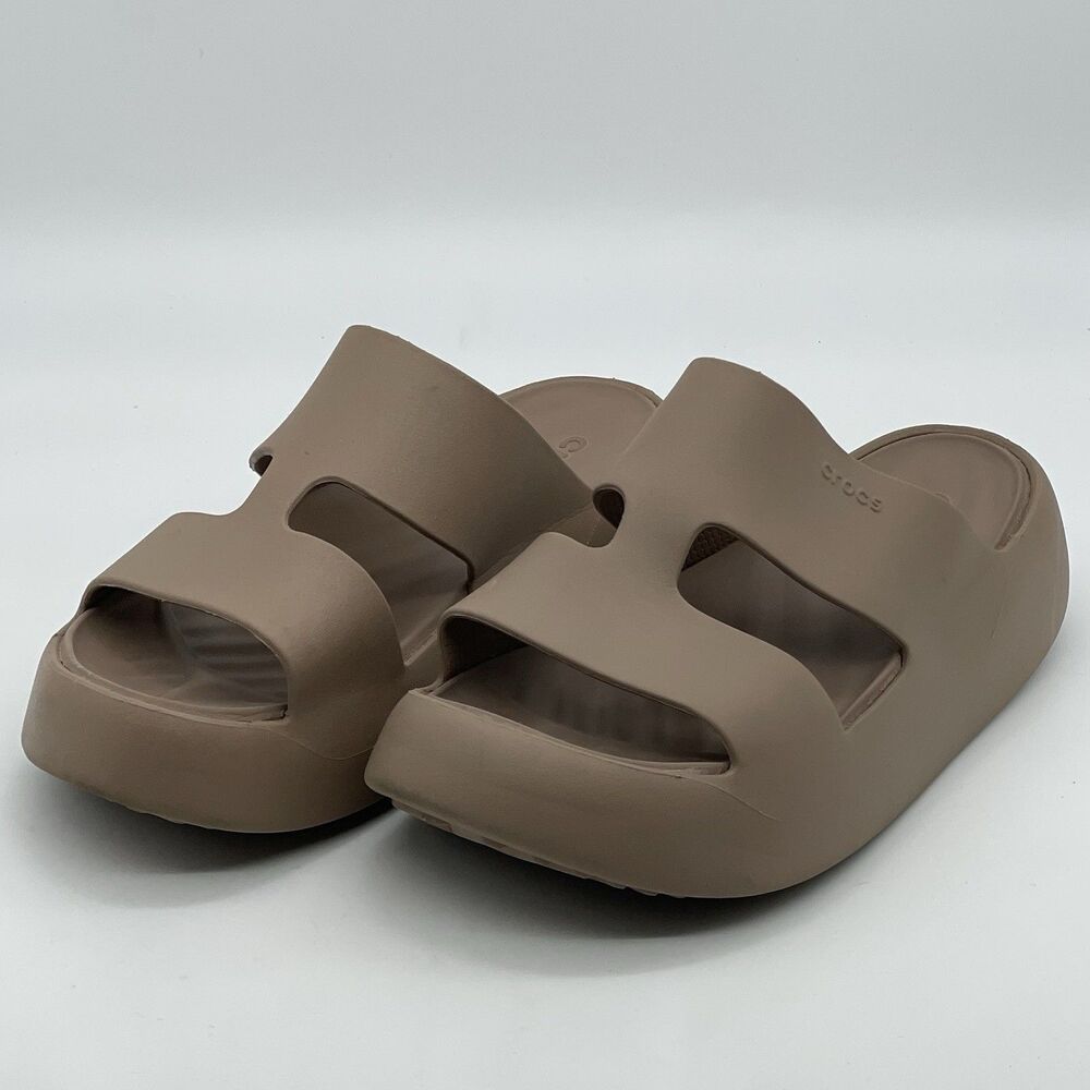 Crocs Getaway Platform H-Strap Sandals Women's 6 Taupe Casual Open Toe Comfort - Picture 15 of 16